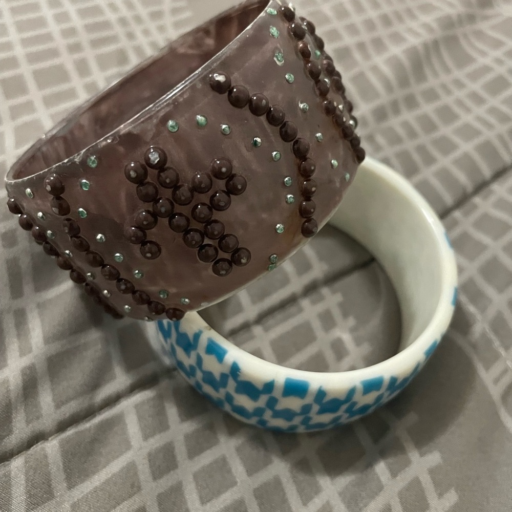 Vintage Brown And Blue Cross Patterned Bundle Ban… - image 5